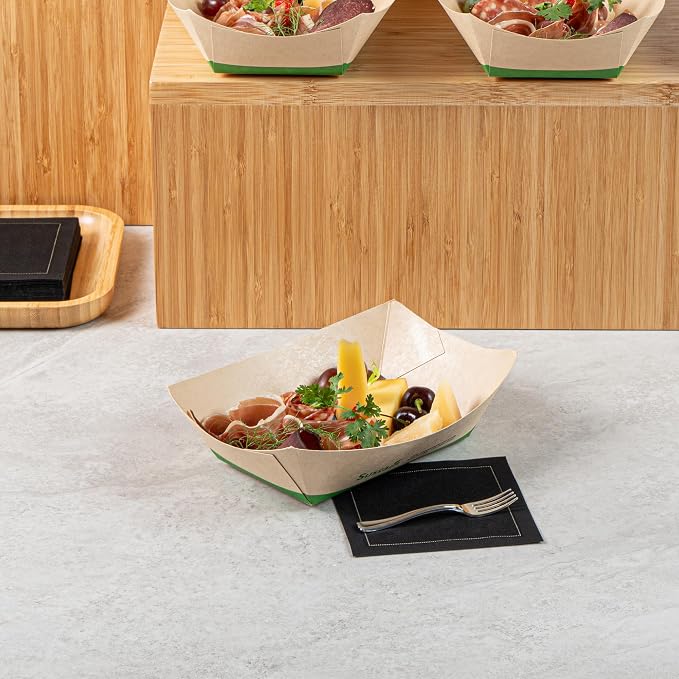 Restaurantware Paper Boats 200 Pack of 1 lb Greaseproof Disposable Bamboo Food Boats Sustainable Serving Trays Leak-Resistant Kraft Paper Brown For Appetizer And Portion Serving - Image 3
