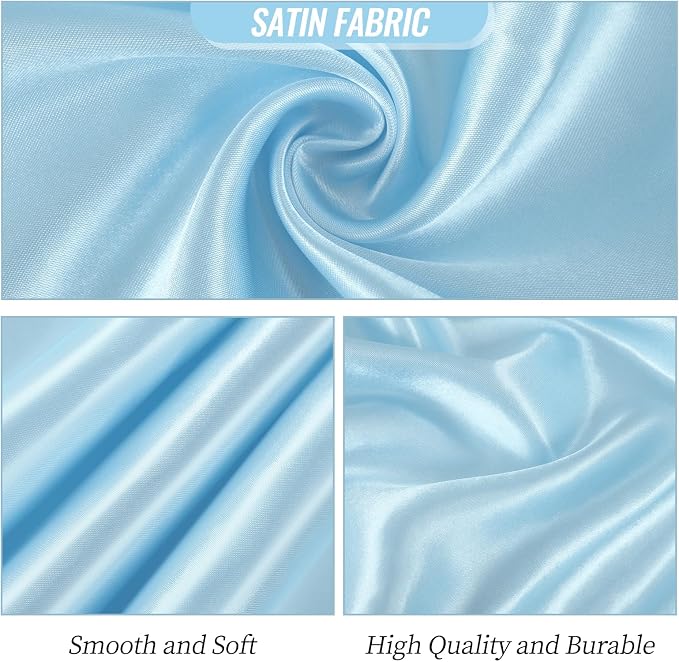 YMHPRIDE 60 PCS Baby Blue Satin Chair Sashes,Ties Bows Designed Chair Sashes for Wedding Party Baby Shower Banquet Restaurant Hotel Folding Chairs Decoration(Light Blue,7x78 inch) - Image 5