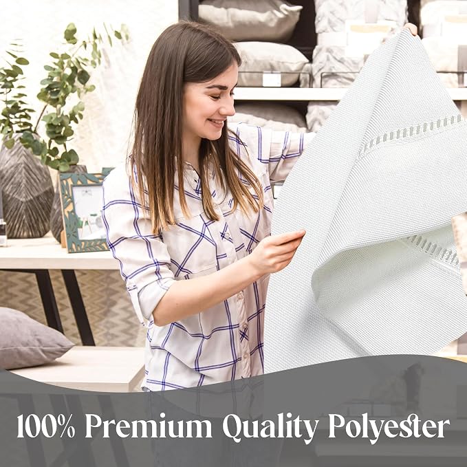 Majestic Giftware Linen Look Polyester Tablecloths for Rectangle Tables | (70/200) - TC1551 White with Hole Design Etched at Seam Table Cover | Decorative Washable Tablecloth for Kitchen & Dining - Image 6