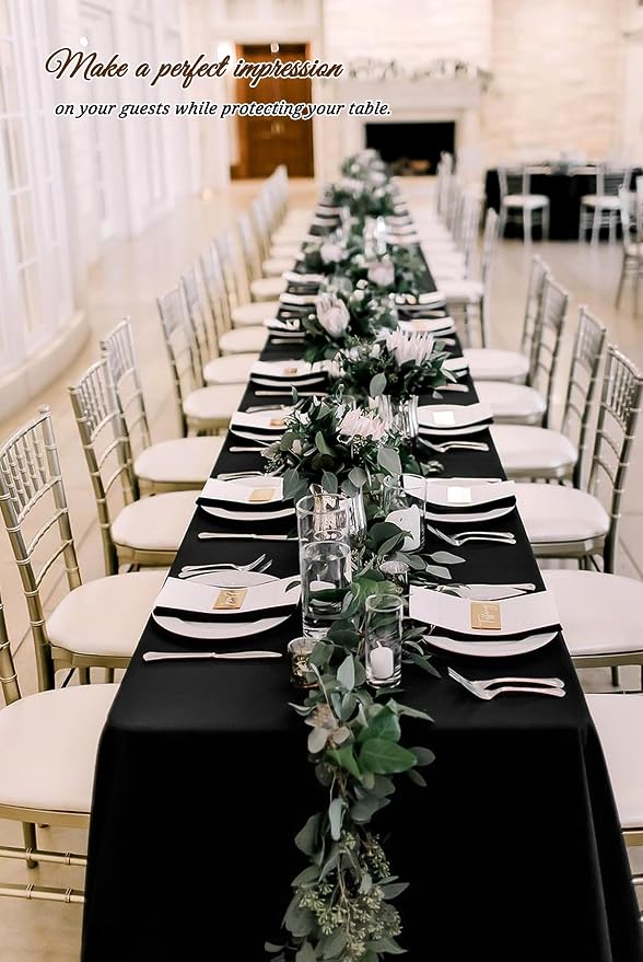 Pesonlook 10Pack Black Tablecloths 90 x 132 Inch, Rectangle Tablecloth for 8ft Table, Tables Polyester Table Cover Washable Cloth Wedding Reception Banquet Party - Image 5