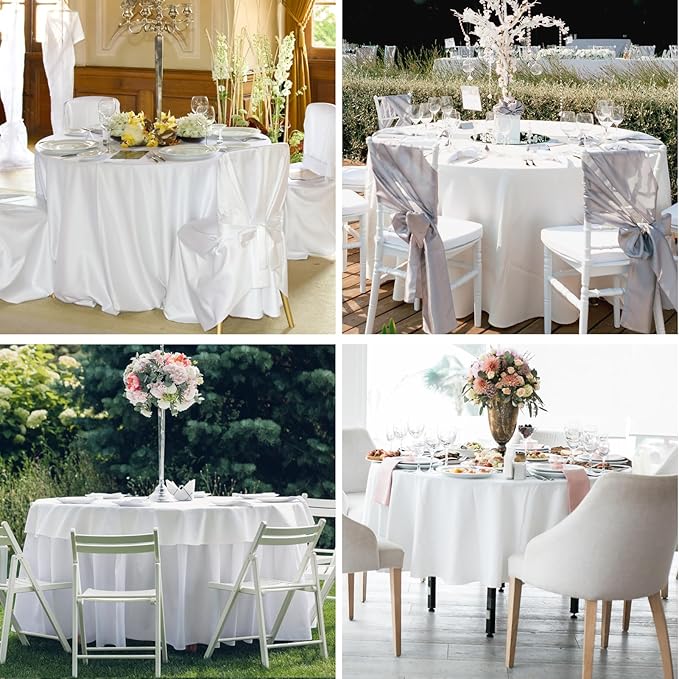 10 Pack White Round Tablecloths 132 Inch for Dining Tables | Washable Decorative Linen Polyester Table Cover for Banquets Buffets Parties and Weddings - Image 4