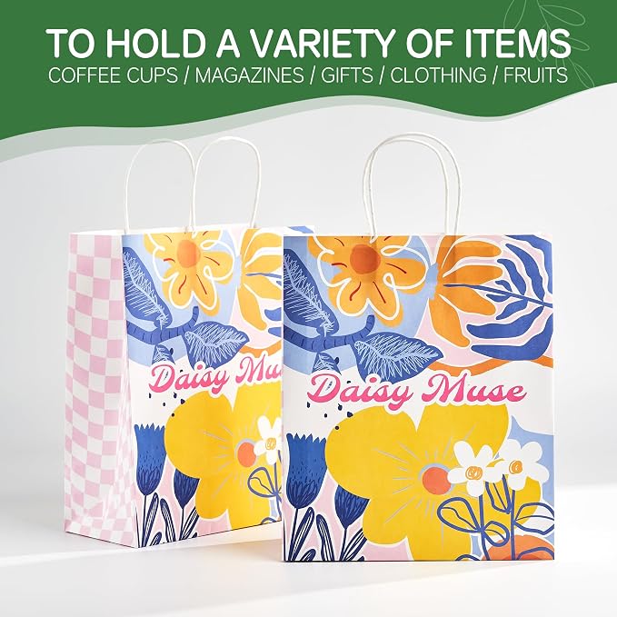 ECOEXTRA 50 PCS Custom Paper Bags with Logo, 8x4.5x10.8 Inch Personalized Gift Bags with Handles for Small Business, Shopping, and Goodie Bag - Image 5