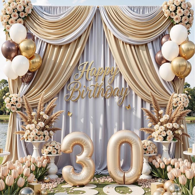 30x10ft Silver Backdrop Curtains for Parties, 6 Panels 5x10ft Wrinkle-Free Polyester Background Curtains for Wedding, Birthday, Baby Shower,Graduation, Decorations - Image 3