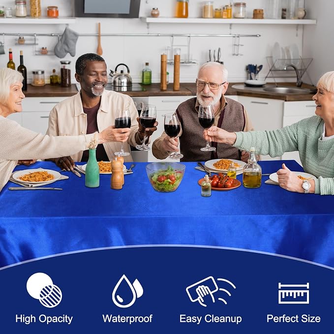 Moukeren Rectangle Tablecloths 58" x 102" for 6 ft Tables, Blue, 18 Pack | Wrinkle Resistant Polyester, Reusable Washable Bulk Tablecloths, Wedding Party Restaurant - Image 6