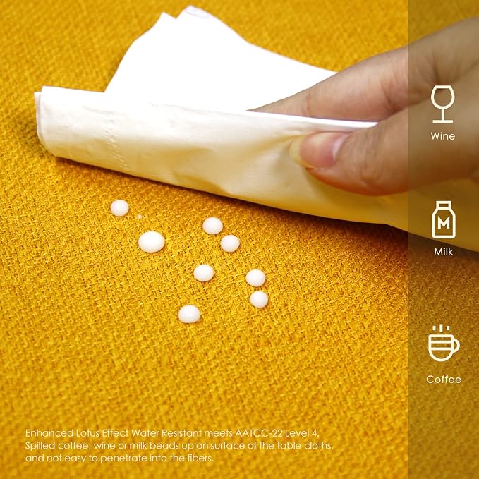 BALCONY & FALCON Rectangle Table Cloth Waterproof Golden 85"x57" | Rectangular Washable Wrinkle Resistant Table Cloth Linen Fabric Tablecloths for Dining Party Kitchen Wedding and Outdoor Use - Image 3