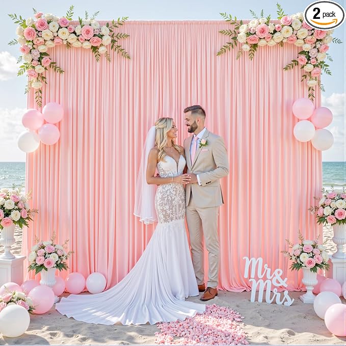 10ft x 7ft Blush Pink Backdrop Curtain for Parties Pink Wrinkle Free Backdrop Drapes Panels for Baby Shower Wedding Birthday Photo Gender Reveal Photography Polyester Fabric Background Decoration by Suppromo