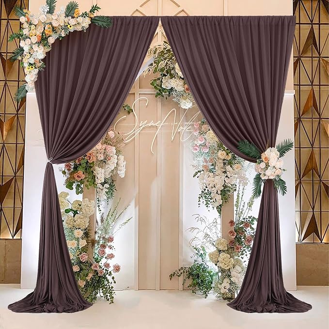 30ft×10ft Wrinkle Free Brown Backdrop Curtain for Parties, 6 Panels 5×10ft Soft Silky Polyester Umber Photo Backdrop Drapes for Teddy Bear Bee Birthday Party Baby Party Wedding Photography - Image 8