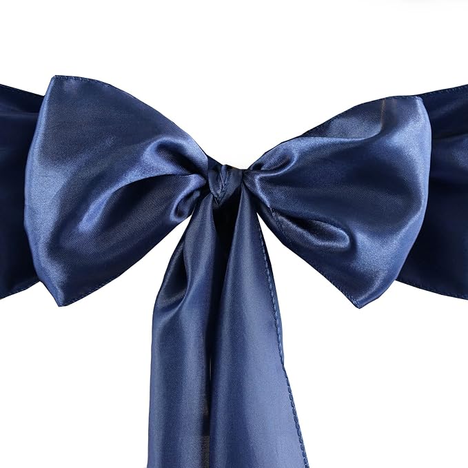 Balsa Circle 10 Navy Blue Satin Elegant Chair Cover Bows Sashes Wedding Banquet Decorations Party Supplies Engagement Events Reception by BalsaCircle
