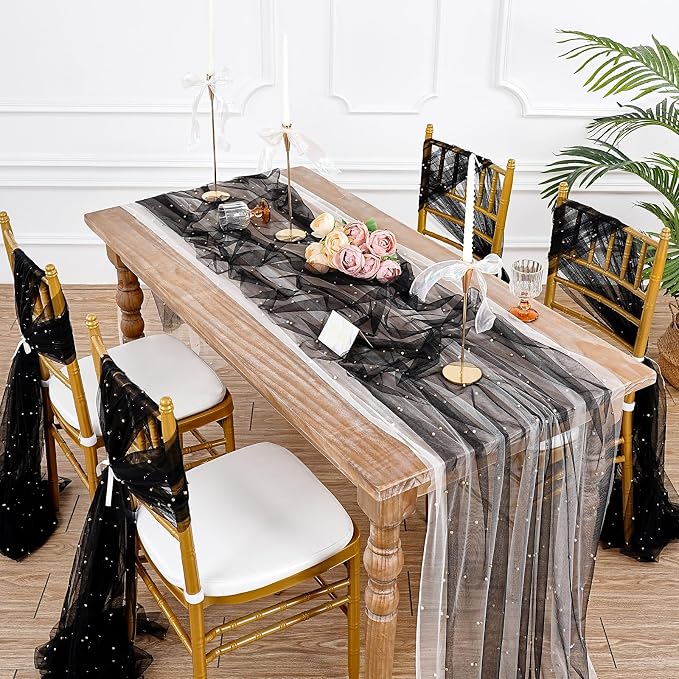 Gauze Tulle Table Runner Pearl Fabrics Sheer Veil Dessert Chiffon Pearl - Image 7