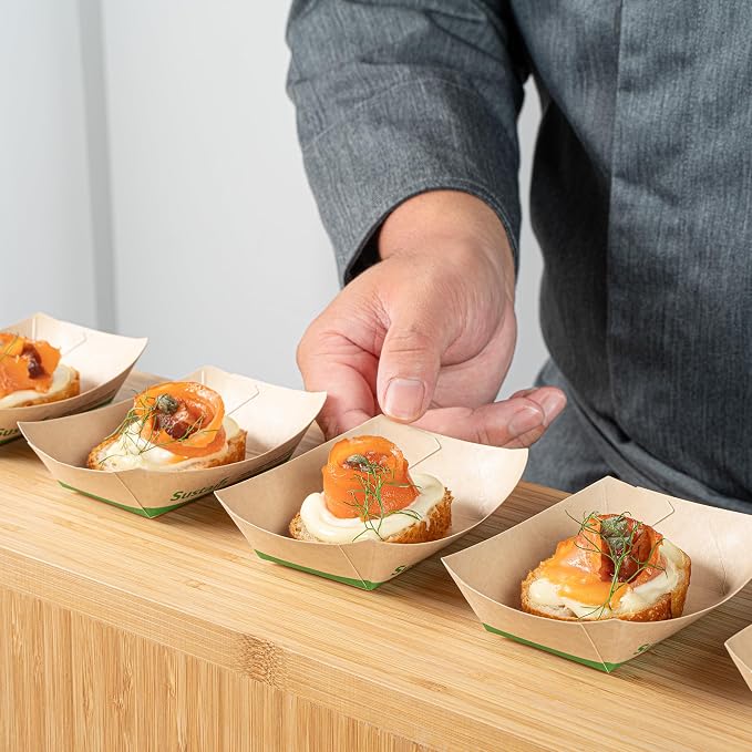 Restaurantware Paper Food Boat 400 Pack 4 oz Leak-Resistant Disposable Boat Tray Appetizer Serving Tray Durable Kraft Ideal For Rustic Food Presentation - Image 6