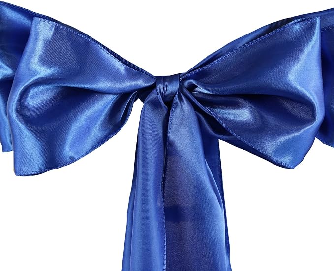 Balsa Circle 50 Royal Blue Satin Elegant Chair Cover Bows Sashes Wedding Banquet Decorations Party Supplies Engagement Events Reception by BalsaCircle
