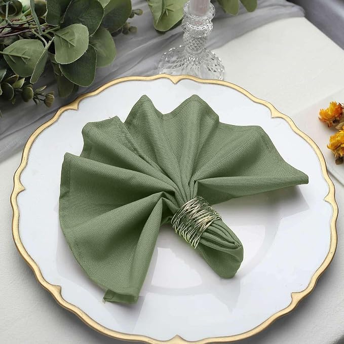 Tableclothsfactory Premium 100 Pack | Olive Green Seamless Cloth Dinner Napkins, Wrinkle Resistant Linen | 17"x17" for Party & Decorations by TABLECLOTHSFACTORY