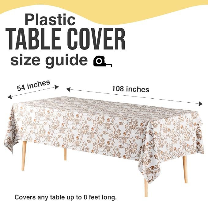 Exquisite 66% Thicker Floral Plastic Tablecloth Rectangle 54x108 Inch 6 Pack - Pomegranate Disposable Summer Table Cloth Tea Party Decorations - Fruit Print Table Cover Bridal Shower Wedding Fall - Image 6