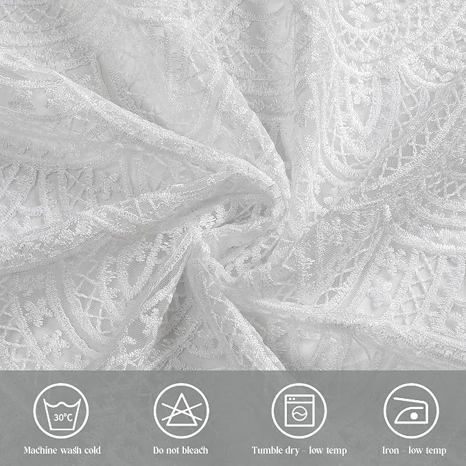 Majestic Giftware Polyester Tablecloths for Rectangle Tables - White Lace | (70/144) - TC1700 Elegance Design Dining Table Cover | Decorative Washable Tablecloth for Home, Kitchen, Dining - Image 5
