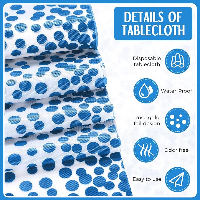 24 Packs Tablecloths Satin Runner Baby Blue and White Graduation | 54x108 Inch Disposable Tablecloth and 12x108 Inch Satin Runners for Wedding Birthday Party Baby Shower Christmas New Year - Image 3