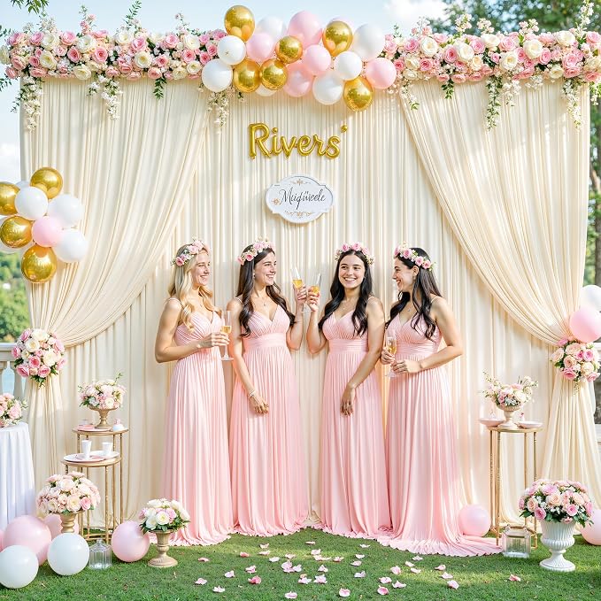 Champagne Backdrop Curtain for Parties Wedding Baby Shower Wrinkle Free Photo Curtains Backdrop Drapes Fabric Decoration for Bridal Shower 5ft x 8ft,2 Panels - Image 8