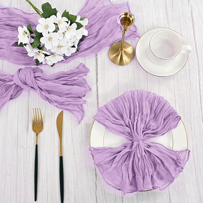 60 Pack Light Purple Cheesecloth Napkins, 20 x 20 Inches for Weddings | Soft, Lightweight Polyester Gauze with Finished Edges for Bridal Showers, Baby Showers, Receptions and Party Table Settings - Image 7