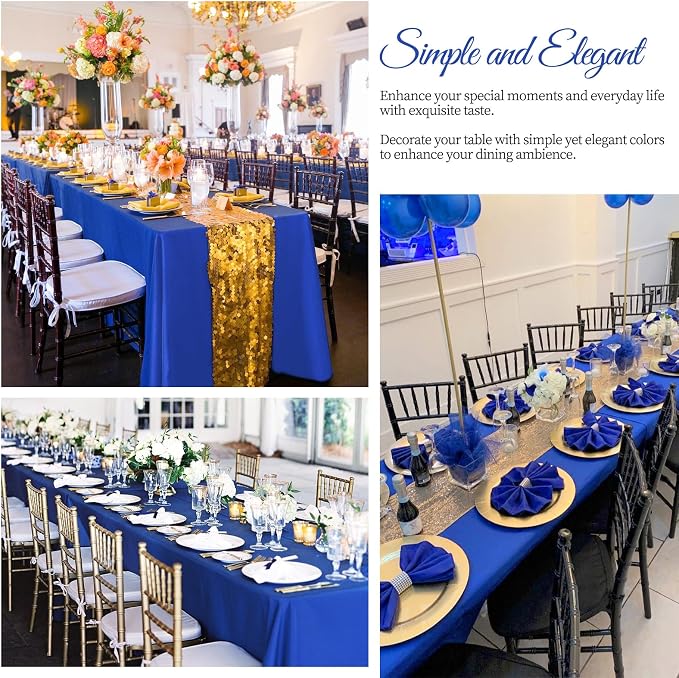 12 Pack Royal Blue Tablecloths for 8ft Tables-60 x 126 Inch | Polyester Table Cover, Stain and Wrinkle Resistant Washable Fabric Table Cloth, Perfect for Wedding Banquet Parties - Image 7