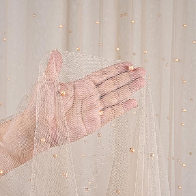 Pearl Table Runner Wedding Decor 10ft Pearl Table Cloth 29x120 Inch Tulle - Image 6