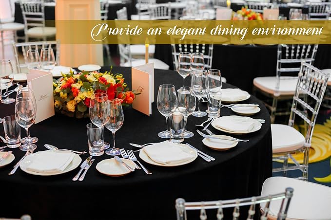 12 Pack Round Tablecloth 120 inch Black Table cloths for Round Tables,Stain and Wrinkle Resistant Washable Polyester Tablecloths Black Table Cloth 120 Inch Round Table Cloth for Wedding Party Birthday - Image 6