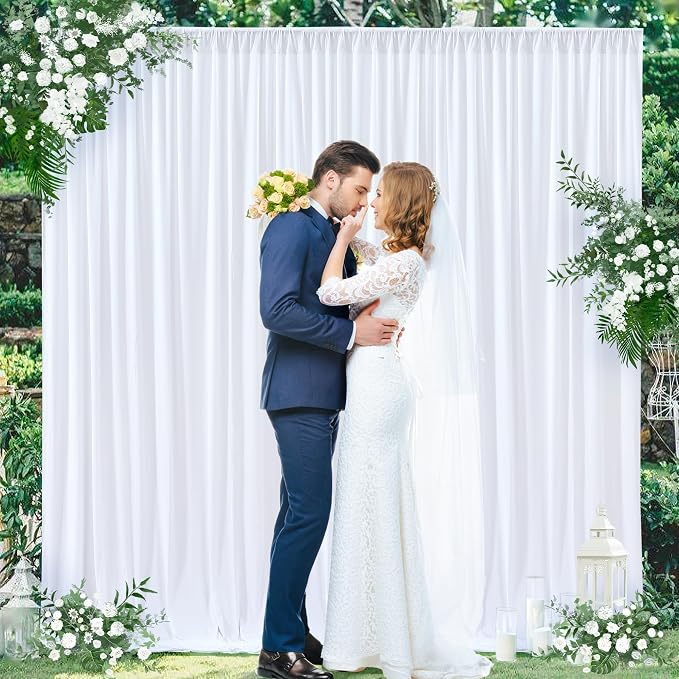 8 x 10 ft White Backdrop Curtains for Photo Background Wrinkle Free Drapes | Soft Polyester Fabric,Natural Drape,Top Rod Pocket,Washable & Reusable,For Wedding Birthday Party Decor,4ft x 10ft 2 Panels - Image 7