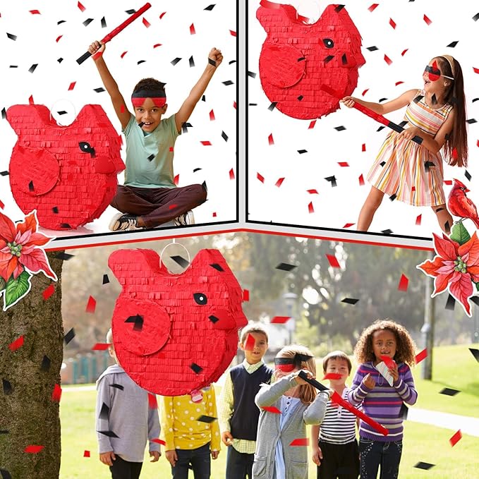 Cardinal Piñata Christmas Cardinal Bird Themed Piñata for Fiesta Party Supplies Christmas Festivals Holiday Photo Props Fiesta Party Supplies, Birthday Centerpiece Decor