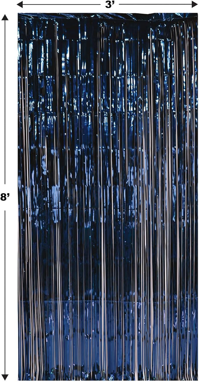 Beistle 1-Ply Tinsel Foil Fringe Curtain Photo Booth Backdrop, Birthday Party Decorations, Wedding Reception, Baby Shower Celebration, Graduation Supplies