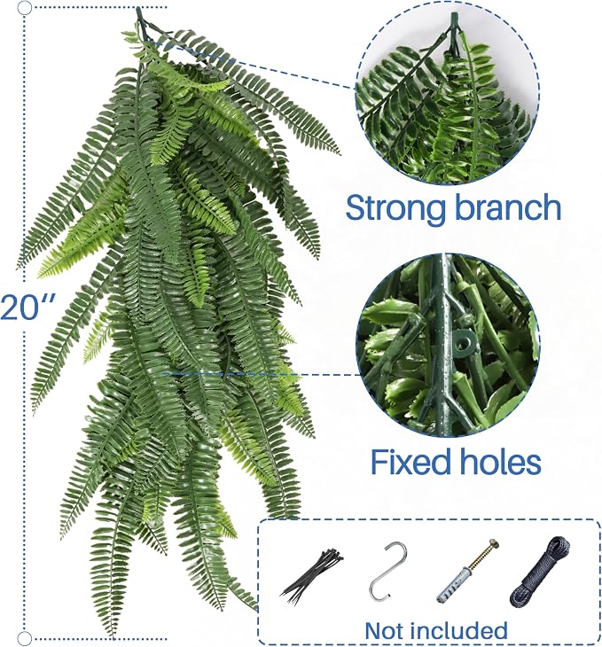 ECOOPTS 3 Pack 20" Artificial Flowers Greenery Garland Hanging Floral Vines Hanging Plants Faux Eucalyptus Leaves Vines for Wedding Arch Wall Table Party Outdoor Festival Decor (Dark Green) - Image 3