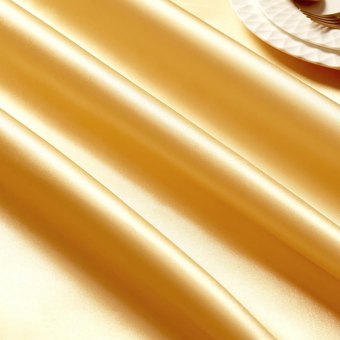 1 Pack Rectangle Satin Tablecloth 60 x 102 Inches Table Cover, Bright Overlay Table Cloth Silky Smooth Fabric Tablecloth Table Decor for Wedding Banquet Table Decoration, Gold