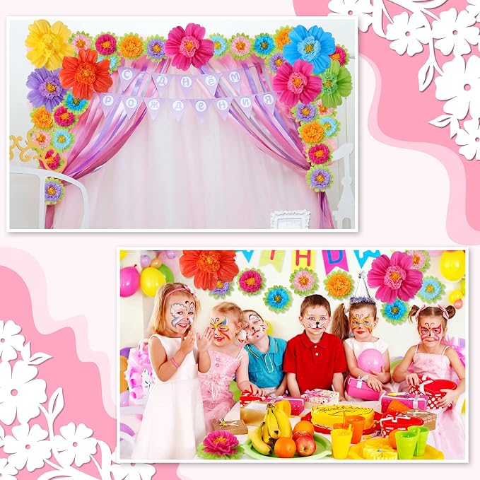 TaoBary 36 Pcs Large Colorful Tissue Paper Flowers 20" Giant Fiesta Paper Pom Poms Classroom Wall Decor Birthday Wedding Engagement Backdrop Centerpiece Tea Party Supplies (Rainbow Color) - Image 6