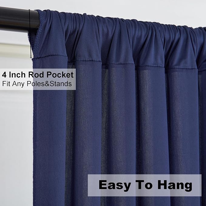 30ft×8ft Wrinkle Free Navy Blue Backdrop Curtains for Parties, 6 Panels 5ft×8ft Thick&Silky Polyester Navy Photo Backdrop Drapes Curtains for Graduation Party Baby Shower Birthday Wedding Photography - Image 4