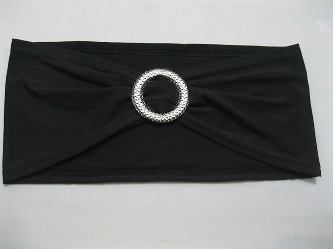 50PCS Stretch Chair Sashes Bows Elastic Chair Bands with Buckle Slider Sashes Bows for Wedding Hotel Banquet Birthday Party Decorations (50PCS, Black) - Image 2