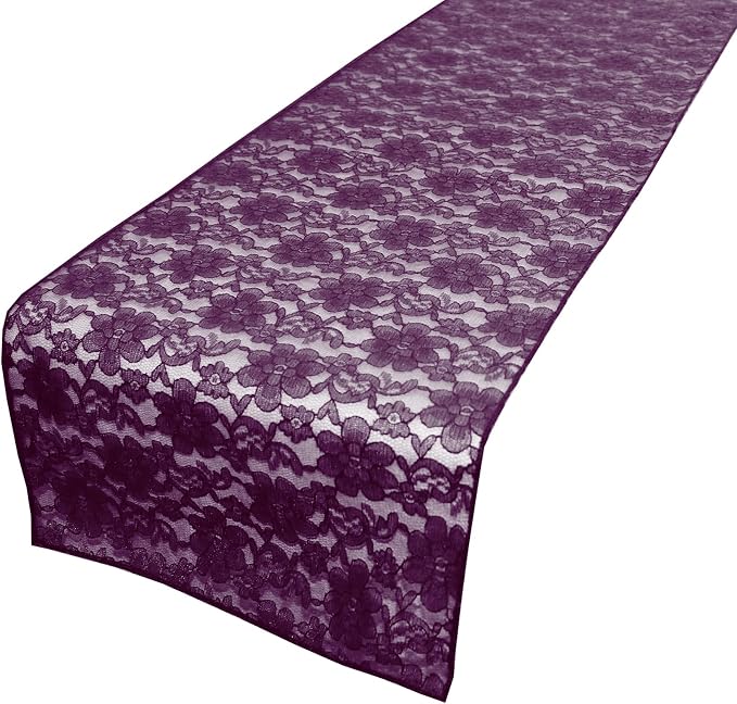 Zen Creative Designs 10 Pack Floral Lace Table Runner Sheer Lace Event Party Wedding Table Decor (12" by 120", Plum) by ZenCreativeDesigns