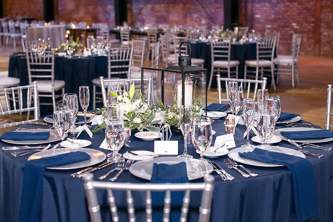 6 Pack Navy Blue Round Tablecloths, Diameter of 108 inch - Image 6