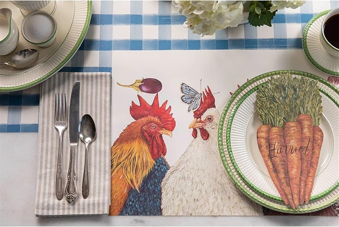 Chicken Paper Placemats for Dining Table - Disposable Square Paper Placemats for Spring Summer Parties - Vicki Sawyer Designed - American Made 18 Sheets per Pad - Image 4