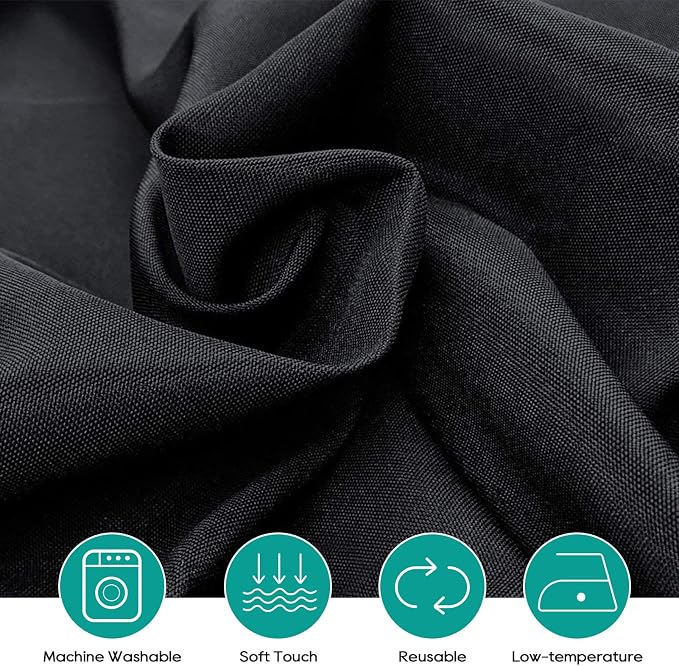 Surmente 5 Pack 132 Inch Black Tablecloths for Round Tables | Dining Table Cover Protector, Wrinkle Free, Washable Polyester Fabric, Round Table Cloth for Wedding, Banquet, Restaurant - Image 2