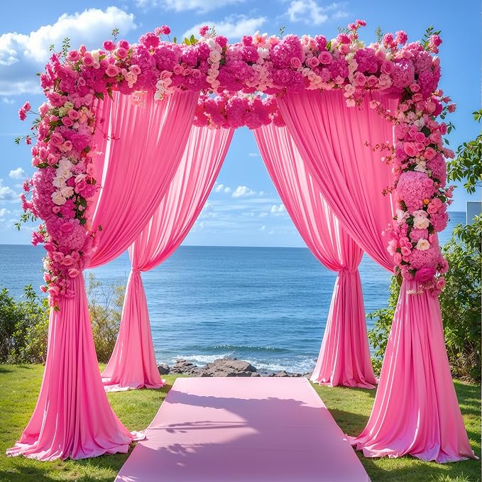 Hot Pink Backdrop Curtains 8 x 10 ft for Photo Background Wrinkle-Free | Soft Polyester Fabric,Natural Drape,Top Rod Pocket,Washable & Reusable,For Wedding Birthday Party Decor,4ft x 10ft 2 Panels - Image 7