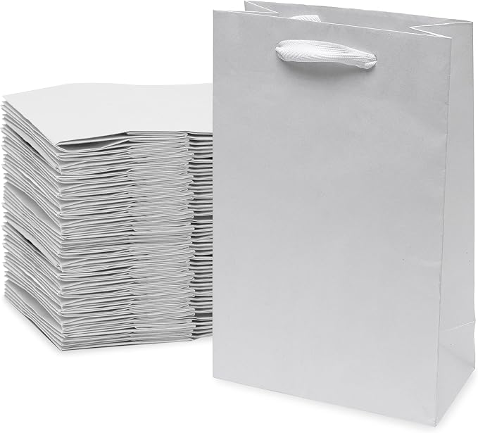 Prime Line Packaging Kraft Gift Bags, Paper Gift Bags Mini with Handles for Baby Showers, Christening, Weddings, Holidays, Party Favors, Shopping, Bulk, 6x3x9, 50 Pack by PrimeLinePackaging