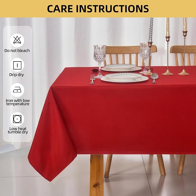 6-Pack 60x120 inch Red Table Cloths, Solid Stain and Wrinkle Resistant Oblong Tablecloth, Premium Plain Weave Polyester Fabric Rectangle Table Linen Covers for Hotel, Wedding - Image 4