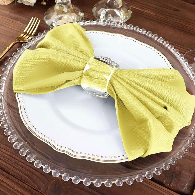 Tableclothsfactory Premium Pack of 100 Premium Yellow 20" x 20" Washable Polyester Napkins Great for Wedding Party Restaurant Dinner Parties for Party & Decorations - Image 7