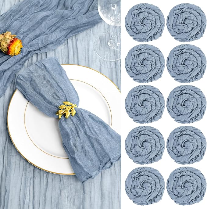 fani 60 Pack Gauze Cheesecloth Napkins, 20 x 20 in, Dusty Blue | Wrinkled Table Napkins, Soft Cotton, Rustic Decorative, Weddings, Party, Dinner Table, Everyday Use by fani