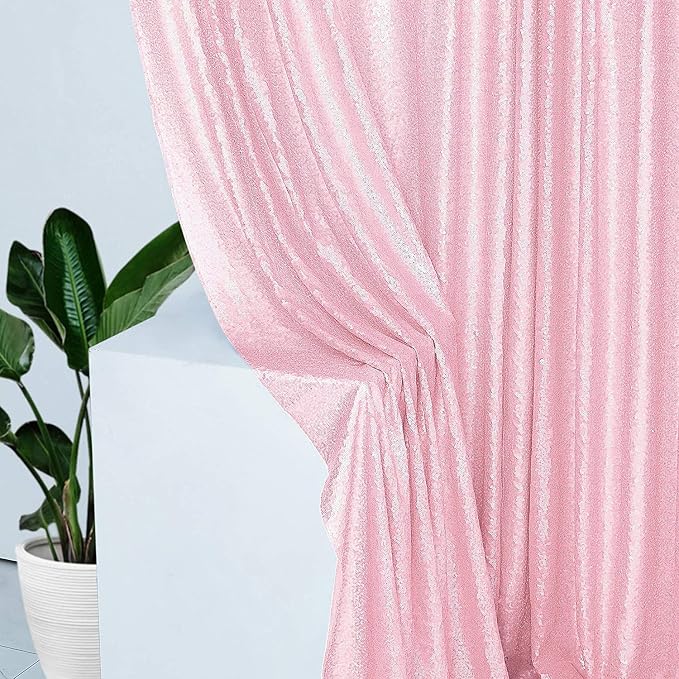 Pink Sequin Backdrop Curtains 4 Panels 2FTx8FT - Image 2