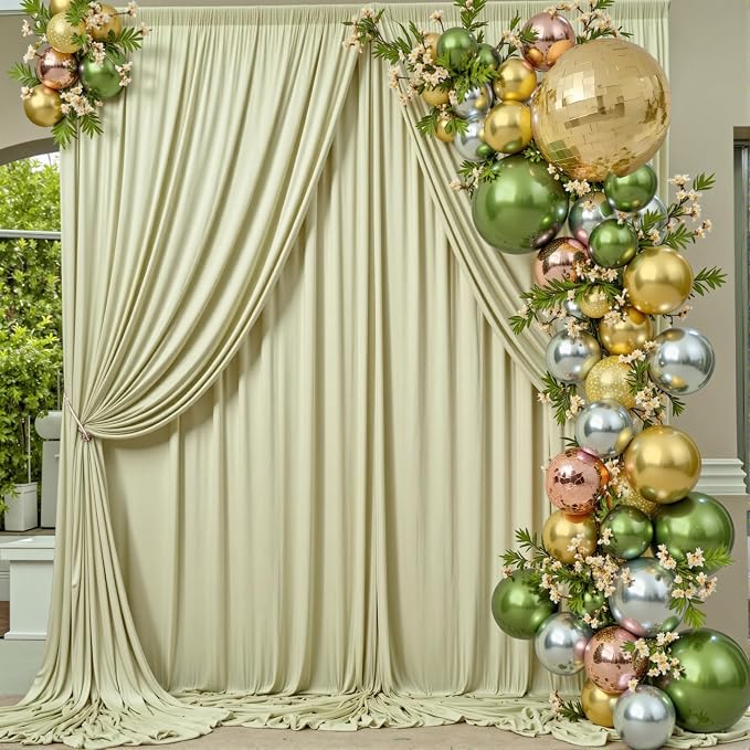 10 ft x 8 ft Wrinkle Free Light Green Backdrop Curtain for Parties, Light Green Polyester Photo Backdrop Drapes for Baby Shower Wedding Engagement Birthday Party Backdrop Stand,5ft x 8ft 2 Panels - Image 2