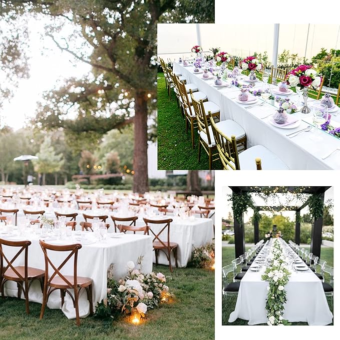 fani 6 Packs White Tablecloth - 90 x 156 Inch for 8Ft Tables | Washable Polyester Fabric, Stain Wrinkle Resistant Rectangle Table Cloth for Wedding Banquets Parties Buffet Dining - Image 6
