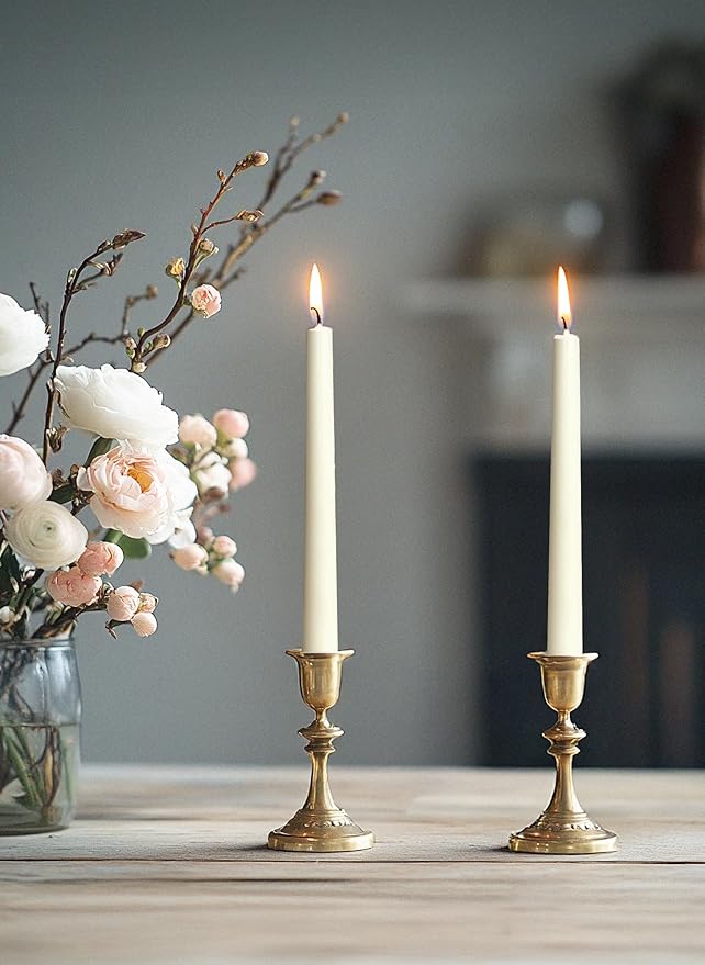 6 PK 10" Classic Taper Candles, Ivory, 7-8 Hours Long Burning, Unscented Tall Candlesticks