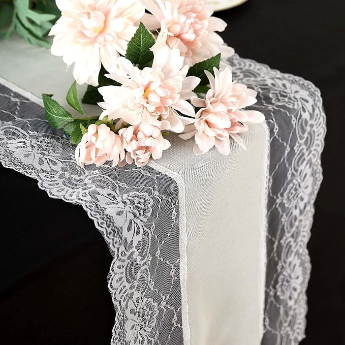 Efavormart 16"x108" Ivory Faux Burlap Jute Lace Table Runner Boho Chic Rustic Decor - Image 7