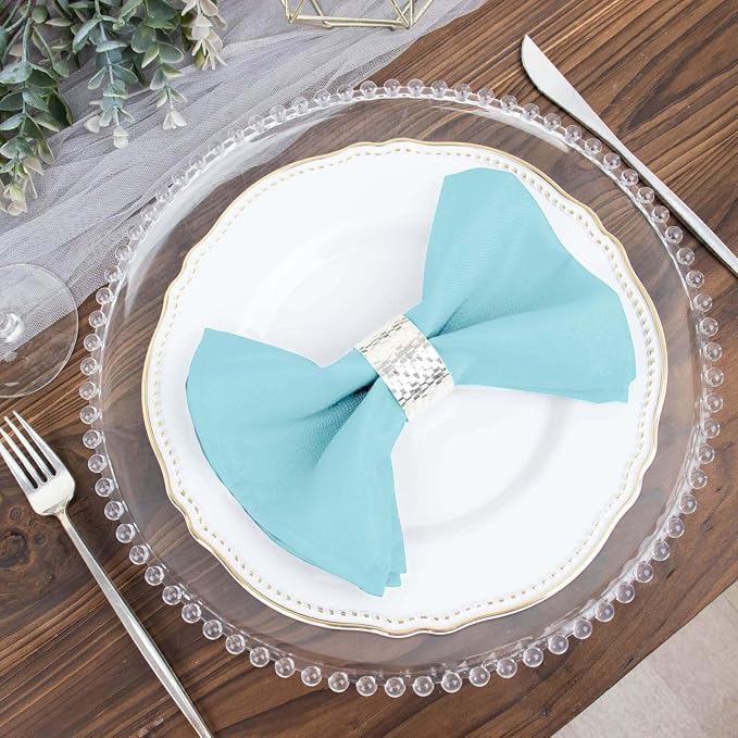 Tableclothsfactory Premium Pack of 100 Blue Premium 17" x 17" Washable Polyester Napkins Great for Wedding Party Restaurant Dinner Parties for Party & Decorations - Image 8