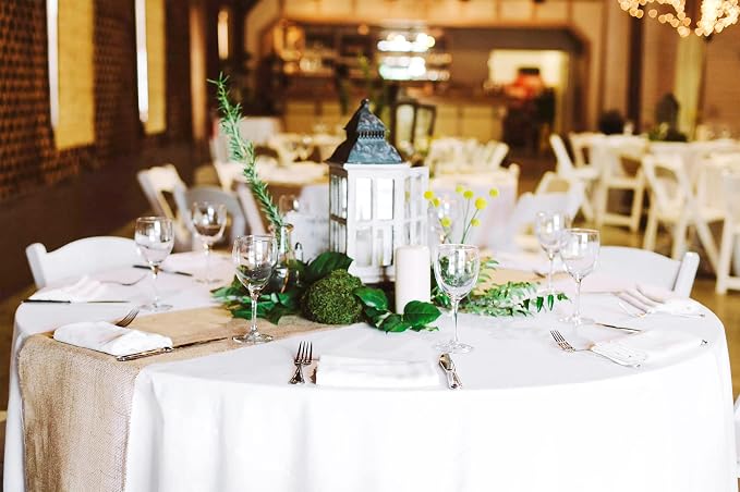12 Pack White Round Tablecloths, 90 Inch Polyester Table Cloth - Image 6
