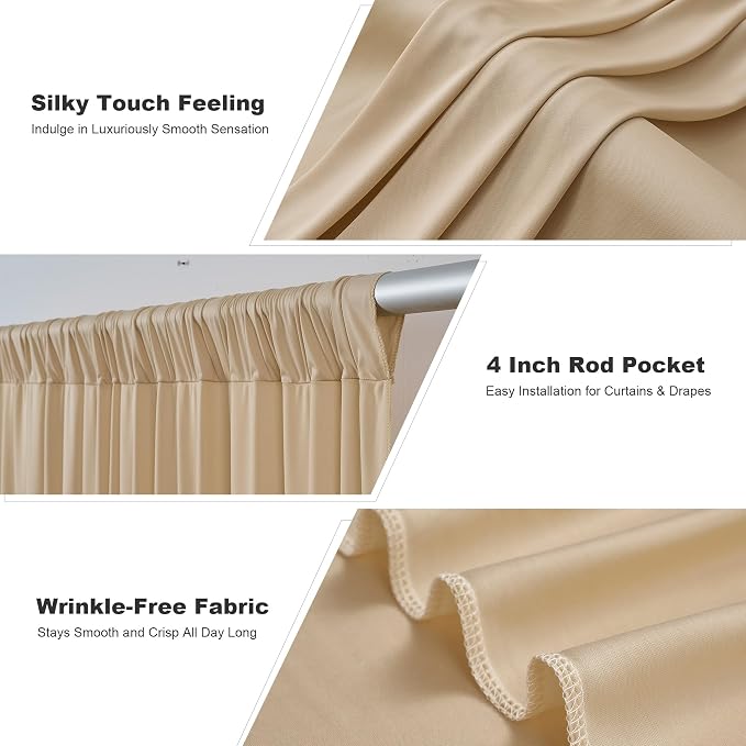 20x10ft Champagne Backdrop Curtains for Parties, 4 Panels 5x10ft Wrinkle-Free Polyester Background Curtains for Wedding, Birthday, Baby Shower,Graduation, Decorations - Image 3