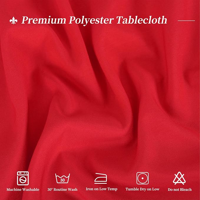 12 Packs 120 Inch Red Round Polyester Tablecloths | Table Cover for Round Tables, Stain and Wrinkle Resistant Washable Table Cloth, Perfect for Wedding Banquet Parties - Image 3